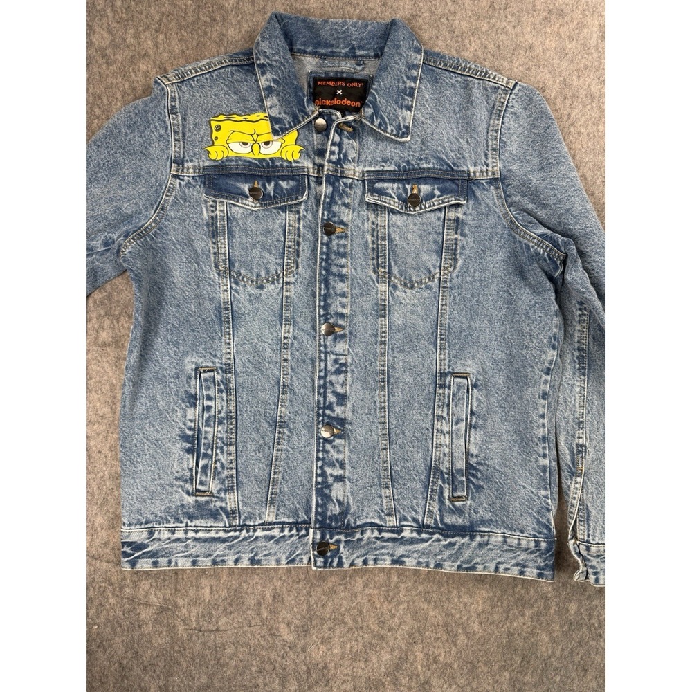 Members Only X Nickelodeon Denim Jean Jacket Men's XL SpongeBob‎